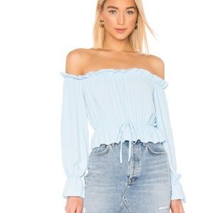 Superdown Keysha light blue off the shoulder top